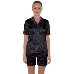 Black Rectangle Wallpaper Grey Satin Short Sleeve Pyjamas Set by Mariart