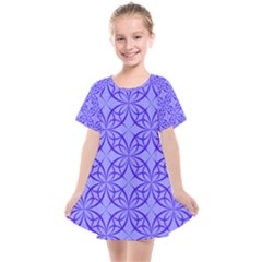 Blue Curved Line Kids  Smock Dress by Mariart