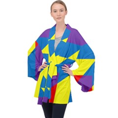 Colorful Red Yellow Blue Purple Velvet Kimono Robe by Mariart