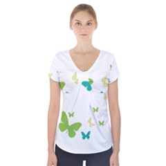 Butterfly Short Sleeve Front Detail Top by Mariart