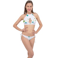 Butterfly Cross Front Halter Bikini Set by Mariart