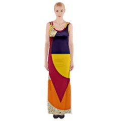 Circle Half Circle Colorful Maxi Thigh Split Dress by Mariart