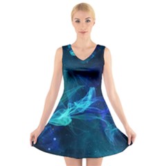 Electric Wave V-neck Sleeveless Dress by JezebelDesignsStudio