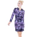 Purple Flower Windswept Button Long Sleeve Dress View1