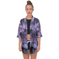 Purple Flower Windswept Open Front Chiffon Kimono by JezebelDesignsStudio