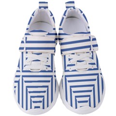 Geometric Shapes Stripes Blue Women s Velcro Strap Shoes by Mariart