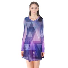 Geometric Triangle Long Sleeve V-neck Flare Dress by Mariart