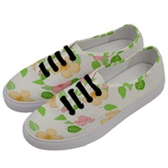 Flowers Leaf Stripe Pattern Men s Classic Low Top Sneakers by Mariart