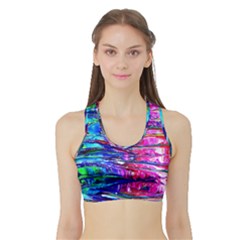 Paint Splatter - Rainbow Sports Bra With Border by WensdaiAmbrose