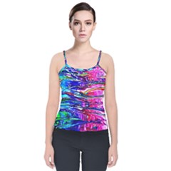 Paint Splatter - Rainbow Velvet Spaghetti Strap Top by WensdaiAmbrose