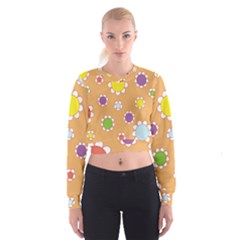 Floral Flowers Retro Cropped Sweatshirt by Mariart