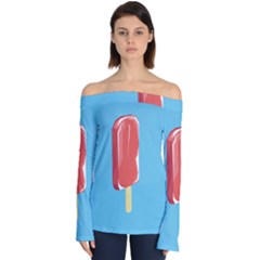 Ice Cream Off Shoulder Long Sleeve Top by Mariart