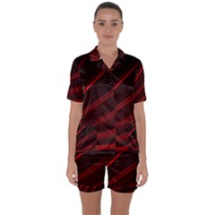 Line Geometric Red Object Tinker Satin Short Sleeve Pyjamas Set by Mariart