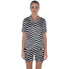 Zigzag Chevron Satin Short Sleeve Pyjamas Set by Mariart