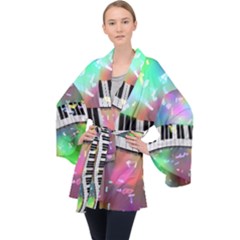 Piano Keys Music Colorful Velvet Kimono Robe by Mariart