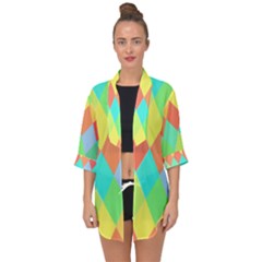 Low Poly Triangles Open Front Chiffon Kimono by Pakrebo