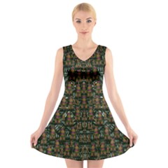 Love My Leggings And Top Ornate Pop Art`s Collage V-neck Sleeveless Dress by pepitasart