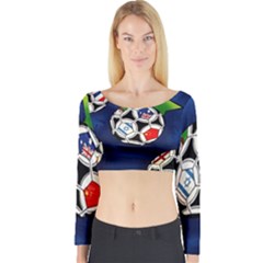 Textile Football Soccer Fabric Long Sleeve Crop Top by Pakrebo