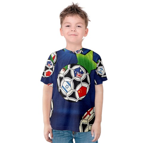 Textile Football Soccer Fabric Kids  Cotton Tee by Pakrebo