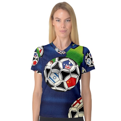 Textile Football Soccer Fabric V-neck Sport Mesh Tee by Pakrebo