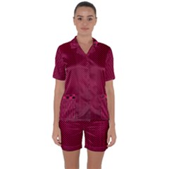 Red Black Pattern Background Satin Short Sleeve Pyjamas Set by Mariart