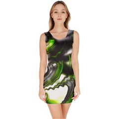 Fractal Green Trumpet Trump Bodycon Dress by Pakrebo