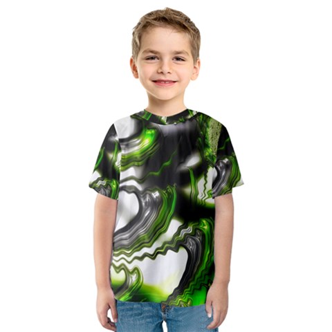 Fractal Green Trumpet Trump Kids  Sport Mesh Tee by Pakrebo