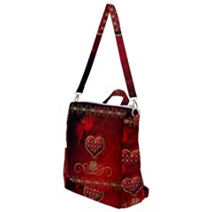 Wonderful Heart With Roses Crossbody Backpack by FantasyWorld7