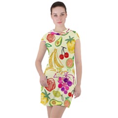 Seamless Pattern Fruit Drawstring Hooded Dress by Mariart