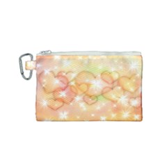 Valentine Heart Love Pink Canvas Cosmetic Bag (small) by Mariart