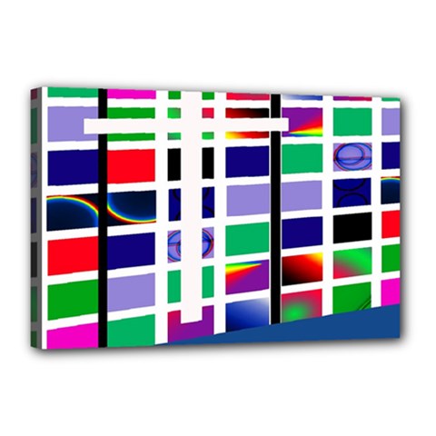 Color Graffiti Pattern Geometric Canvas 18  X 12  (stretched) by Pakrebo