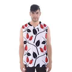 Rose Hip Pattern Branches Autumn Men s Basketball Tank Top by Pakrebo