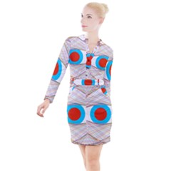 Line Art Geometric Design Line Button Long Sleeve Dress by Pakrebo