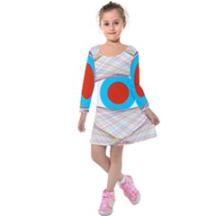 Line Art Geometric Design Line Kids  Long Sleeve Velvet Dress by Pakrebo