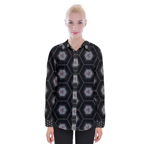 Geometric Pattern - Black Womens Long Sleeve Shirt by WensdaiAmbrose