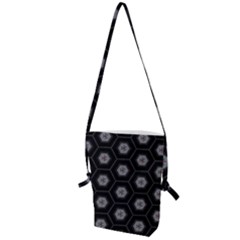 Geometric Pattern - Black Folding Shoulder Bag by WensdaiAmbrose