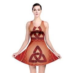 The Celtic Knot In Red Colors Reversible Skater Dress by FantasyWorld7