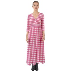 Pink Gingham Button Up Boho Maxi Dress by retrotoomoderndesigns