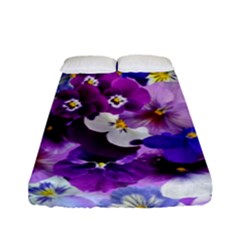 Pretty Purple Pansies Fitted Sheet (full/ Double Size) by retrotoomoderndesigns