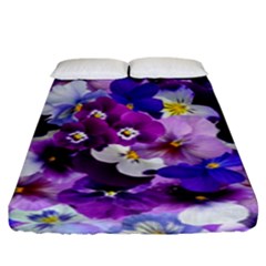 Pretty Purple Pansies Fitted Sheet (king Size) by retrotoomoderndesigns