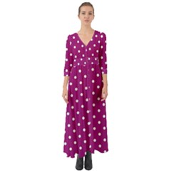 Fuschia Polka Dot Button Up Boho Maxi Dress by retrotoomoderndesigns