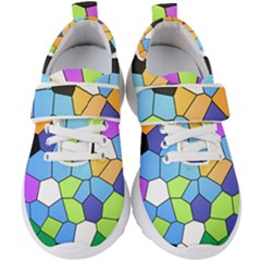 Stained Glass Colourful Pattern Kids  Velcro Strap Shoes by Mariart