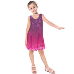 Purple Pink Hearts  Kids  Sleeveless Dress by LoolyElzayat