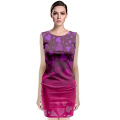 Purple Pink Hearts  Sleeveless Velvet Midi Dress by LoolyElzayat