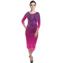 Purple Pink Hearts  Quarter Sleeve Midi Velour Bodycon Dress View1