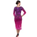 Purple Pink Hearts  Quarter Sleeve Midi Velour Bodycon Dress View2