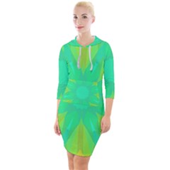 Kaleidoscope Background Green Quarter Sleeve Hood Bodycon Dress by Mariart