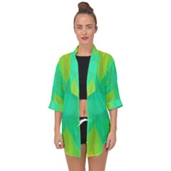 Kaleidoscope Background Green Open Front Chiffon Kimono by Mariart