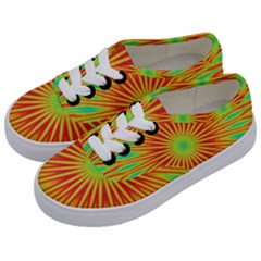 Kaleidoscope Background Mandala Red,green Sun Kids  Classic Low Top Sneakers by Mariart