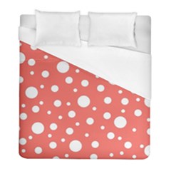 Polka Dot On Living Coral Duvet Cover (full/ Double Size) by LoolyElzayat